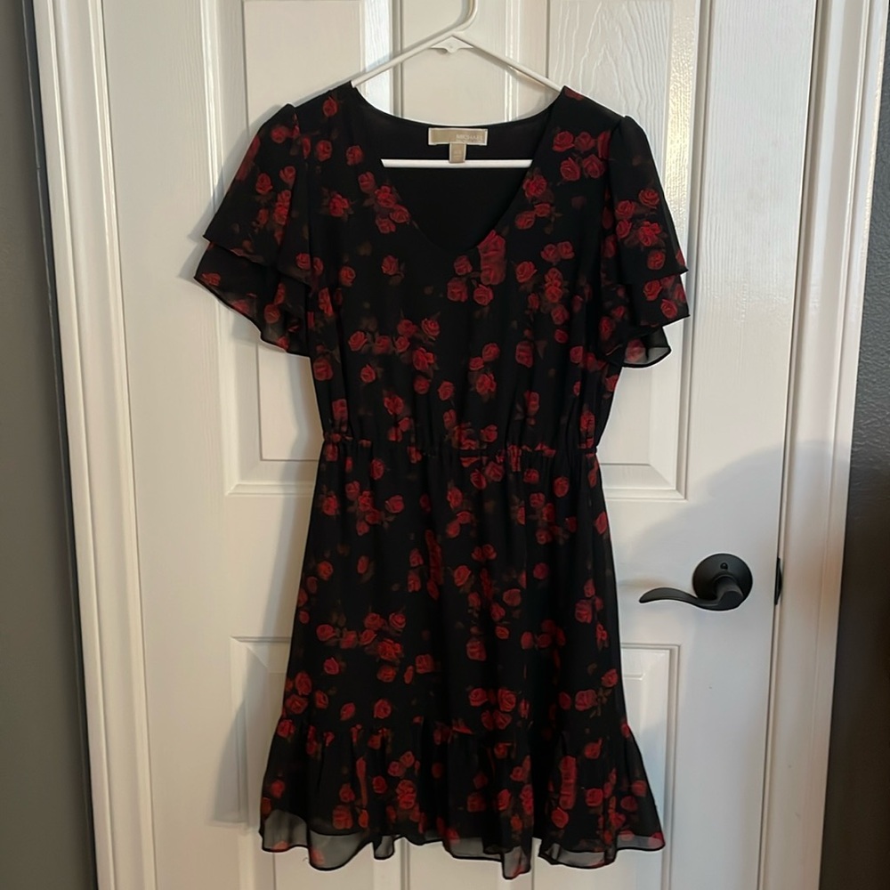 MICHAEL Michael Kors Floral Flutter Sleeve Dress - Size Petite S